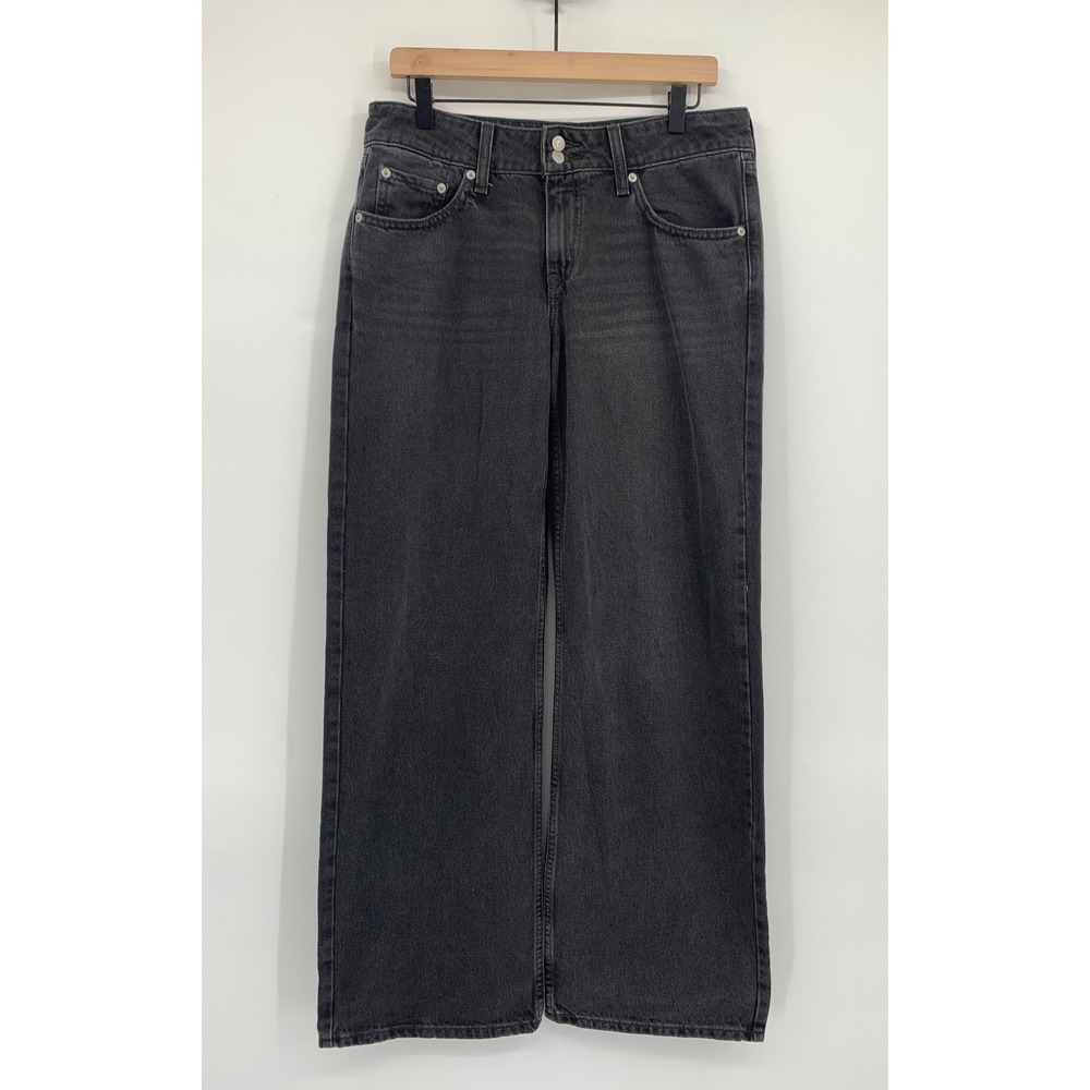 Levis Superlow Jeans Women 29 Black Denim Wide Leg Low Rise Denim Pants